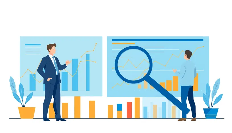 Illustration of business intelligence charts and analysis